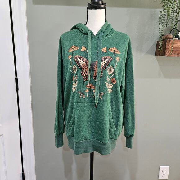No Boundaries Junior's Medium (7/8) Green Butterfly Hoodie - Picture 2 of 7